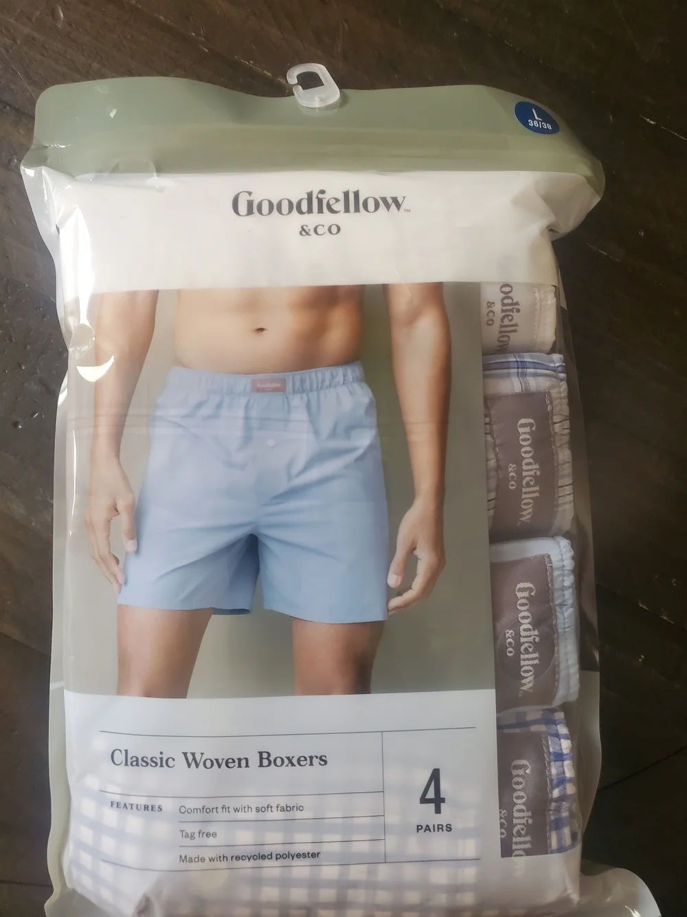 Goodfellow & Co Light Blue Men’s Classic Woven Boxers - 4-Pack